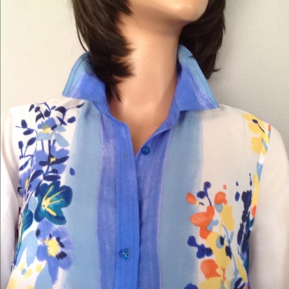 Rafaella Studio Women Shirt M Watercolor Designer - Picture 6 of 8